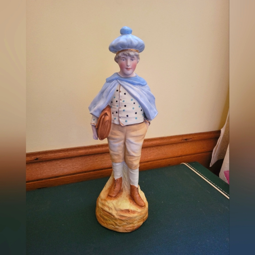 Antique Circa 19th Century Gebruder Heubach German Bisque Statue 12.5" Tall